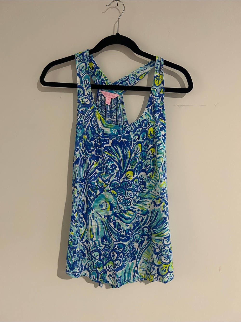 Lilly Pulitzer Blue, Aqua & Lime Printed Racerback Tank